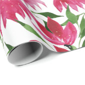 Boho Roze Waterverf Bloemig Cadeaupapier (Rol Hoek)