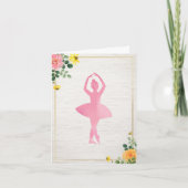 Boho Roze Waterverf Brick Bloemen Ballet Verjaarda (Voorkant)