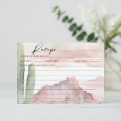 Boho Roze Waterverf Desert Cactus Recept Kaart (Staand voorkant)