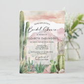 Boho Roze Waterverf Desert Cactus Vrijgezellenfees Kaart (Staand voorkant)