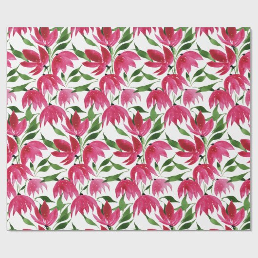 Boho Roze Waterverf Flolar Cadeaupapier (Vlak)