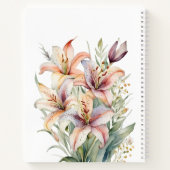 Boho Roze Waterverf Lelies | Persoonlijke naam Notitieboek (Achterkant)