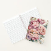 Boho roze Waterverf pioenen | Persoonlijke naam Notitieboek (Binnen)