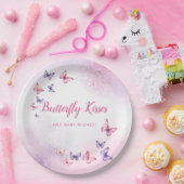 Boho roze Waterverf vlinder Baby shower Papieren Bordje (Feest)