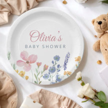 Boho Roze Waterverf Wildbloem Baby Shower