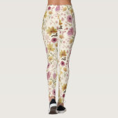 boho Roze Waterverf Wildbloem Leggings (Achterkant)