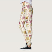 boho Roze Waterverf Wildbloem Leggings (Links)