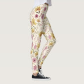 boho Roze Waterverf Wildbloem Leggings (Rechts)
