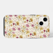 Boho Roze Waterverf Wildflower  iPhone Hoesje (Achterkant horizontaal)