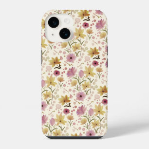 Boho Roze Waterverf Wildflower iPhone 14 Hoesje