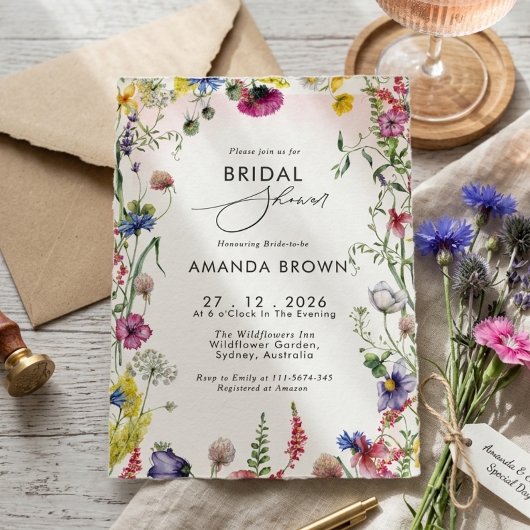 Boho Roze Wilde Bloemen Liefde in bloei Bruidsdouc Kaart