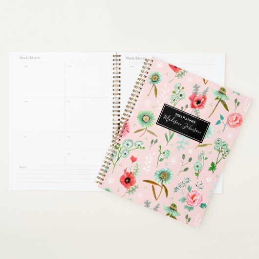 Boho Roze Wilde Bloemen Patroon | Planner (Display)