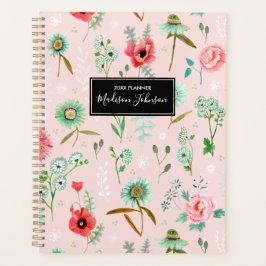 Boho Roze Wilde Bloemen Patroon | Planner