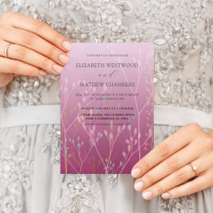 Boho Roze Wilde Grassen & Bloemen Bruiloft Kaart
