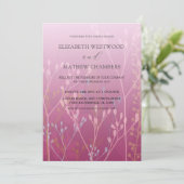 Boho Roze Wilde Grassen & Bloemen Bruiloft Kaart (Staand voorkant)