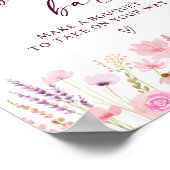 Boho Roze Wildflower Bloembalk Teken Poster (Hoek)