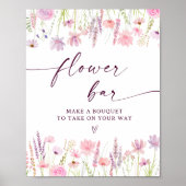 Boho Roze Wildflower Bloembalk Teken Poster (Voorkant)