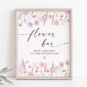Boho Roze Wildflower Bloembalk Teken Poster