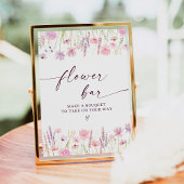 Boho Roze Wildflower Bloembalk Teken Poster