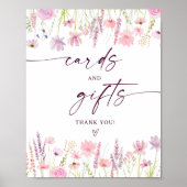 Boho Roze Wildflower Kaarten en geschenken Verjaar Poster (Voorkant)