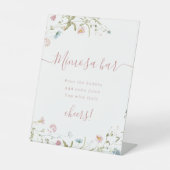 Boho Roze Wildflower script Vrijgezellenfeest Mimo Reclamebord Met Voetstuk (Voorkant)