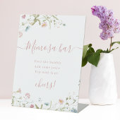 Boho Roze Wildflower script Vrijgezellenfeest Mimo Reclamebord Met Voetstuk