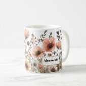 Boho Roze Wildflowers Koffiemok (Voorkant rechts)