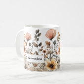 Boho Roze Wildflowers Koffiemok (Voorkant links)