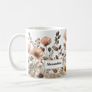 Boho Roze Wildflowers Koffiemok