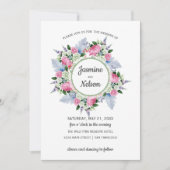 Boho Roze Wit Lavendel Bloemen lijst Bruiloft Kaart (Voorkant)