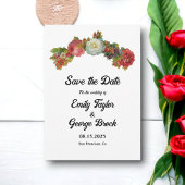 Boho roze wit rode rozen bloemenelegante bruiloft save the date