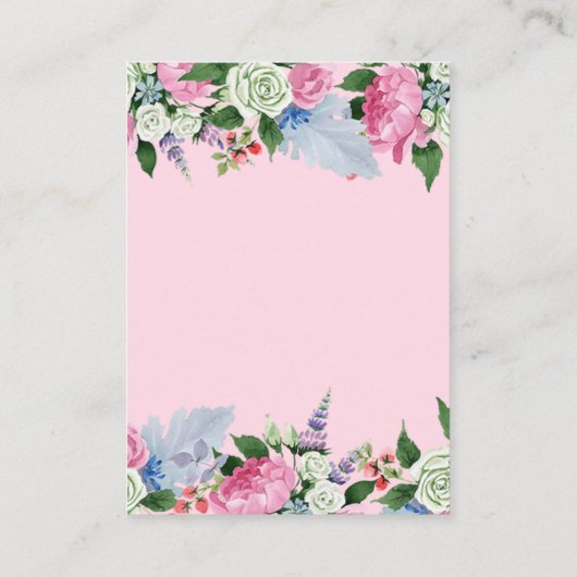 Boho roze witte lavendel bloemen bruiloft details informatiekaartje (Achterkant)