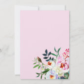 Boho roze witte munt groene pioen bloemenbruiloft kaart (Achterkant)