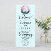 Boho Roze & Witte Volle Maan Blauwe Trouwprogramma (Staand voorkant)
