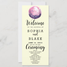 Boho Roze & Witte Volle Maan Gele Trouwprogramma