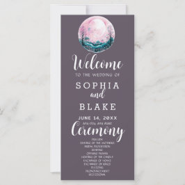 Boho Roze & Witte Volle Maan Grijze Trouwprogramma
