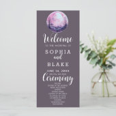 Boho Roze & Witte Volle Maan Grijze Trouwprogramma (Staand voorkant)