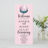 Boho Roze & Witte Volle Maan Roze Huwelijksprogram (Staand voorkant)