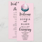 Boho Roze & Witte Volle Maan Roze Huwelijksprogram (Voorkant / Achterkant)