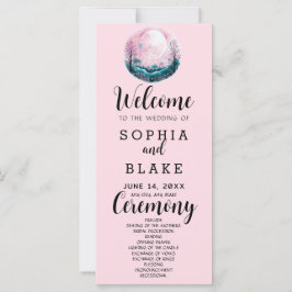 Boho Roze & Witte Volle Maan Roze Huwelijksprogram