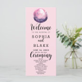 Boho Roze & Witte Volle Maan Roze Huwelijksprogram (Staand voorkant)
