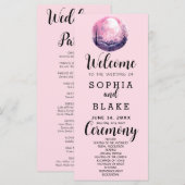 Boho Roze & Witte Volle Maan Roze Huwelijksprogram (Voorkant / Achterkant)