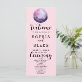 Boho Roze & Witte Volle Maan Roze Huwelijksprogram (Staand voorkant)