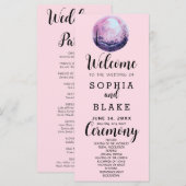 Boho Roze & Witte Volle Maan Roze Huwelijksprogram (Voorkant / Achterkant)