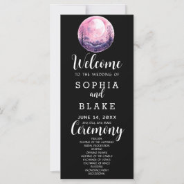 Boho Roze & Witte Volle Maan Zwarte Trouwprogramma