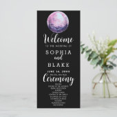 Boho Roze & Witte Volle Maan Zwarte Trouwprogramma (Staand voorkant)
