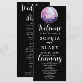 Boho Roze & Witte Volle Maan Zwarte Trouwprogramma (Voorkant / Achterkant)