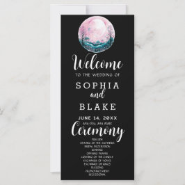 Boho Roze & Witte Volle Maan Zwarte Trouwprogramma