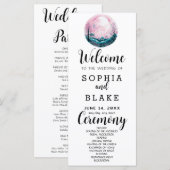 Boho Roze & Witte Volledige Maan Witte Trouwprogra (Voorkant / Achterkant)