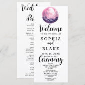 Boho Roze & Witte Volledige Maan Witte Trouwprogra (Voorkant / Achterkant)